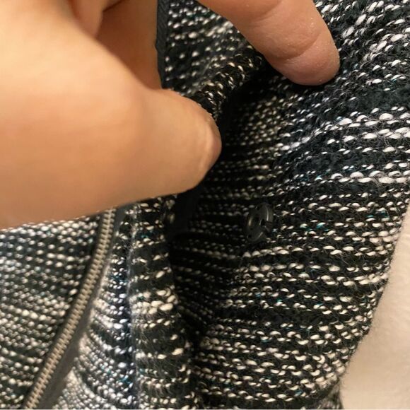 Bench Vail Fleece Lined Black & White tweed Jacket asymmetrical zipper -XS/4 - Picture 4 of 14